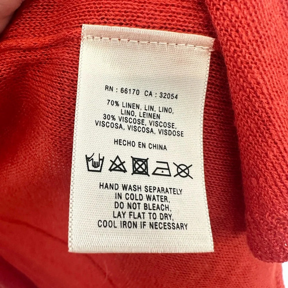 Angel of the North Anthropologie Women XS Orange Linen Cardigan Open Front - Picture 7 of 10